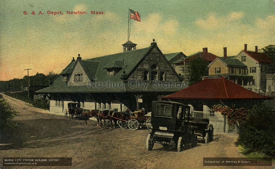 Postcard: Boston & Albany Depot, Newton, Massachusetts